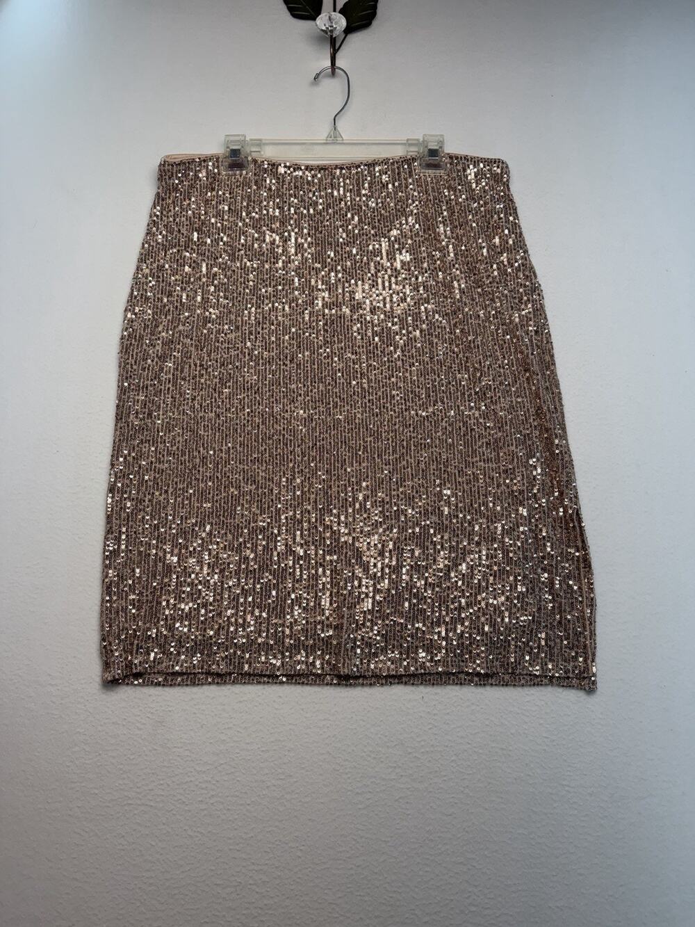 Women’s Party Straight XL 16/18 Champagne/gold Sequinned Pull-on Lined Skirt.
